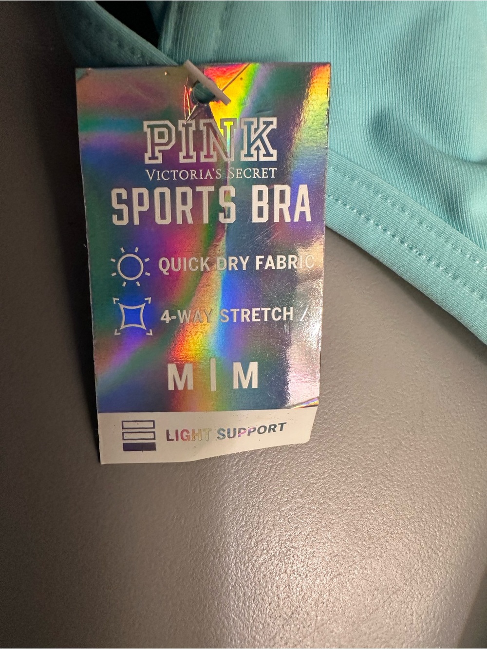 PINK Victoria's Secret Aqua Sports Bralette with Striped Elastic Band - Picture 3 of 7